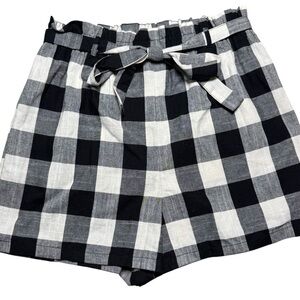 Primark Black & White Gingham Paperbag Waist Shorts Size 4